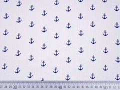 Musselin Double Gauze Anker, dunkelblau auf wei�