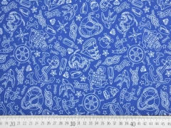 Wasserabweisender Stoff maritime Motive, blau