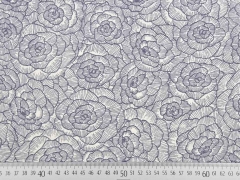 Leinen Viskose Blumen, grau