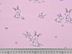Baumwollstoff Hasen & V�gel Sweeties, rosa