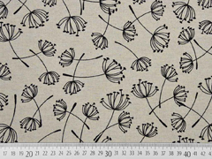 Dekostoff Pusteblume Leinenlook, schwarz natur
