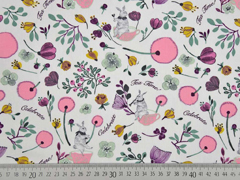 Baumwolle Blumen Hasen Tea time Celebrate, weiss