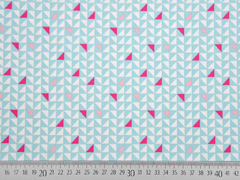 Baumwollstoff Dreiecke, pink weiss mint