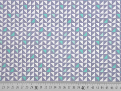 Baumwollstoff Dreiecke,grau mint weiss