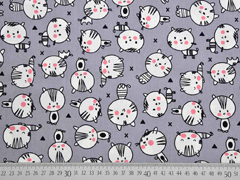 Baumwollstoff Katzen Happy Cats, grau