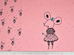 French Terry Sweat Maus Panel 3 in 1, rosa meliert