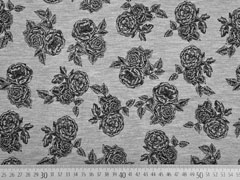 Viskosejersey Rosen, grau melange schwarz