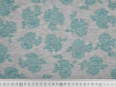 Viskosejersey Rose, grau melange petrol