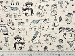 French Terry Sweat Indian Town petrol ecru-meliert