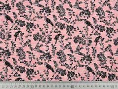 Viskosejersey V�gel und Rosen,  aprikot melange