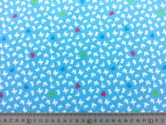 Baumwollstoff kleine Schmetterlinge, weiss hellblau