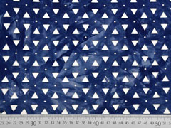 Viskosejersey Laser Cut Dreiecke Batik, dunkelblau