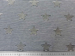 Ringeljersey mit Glitzersternen 5 cm, navy/weiss