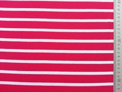 Viskose Jersey Streifen 0,7 cm, wei� rot