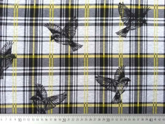 RESTST�CK 83 cm Sweatstoff Schottenkaro & V�gel, grau gelb