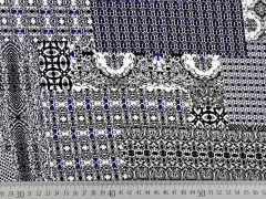 Viskosejersey Patchwork Look, schwarz blau