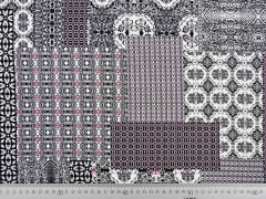 RESTST�CK 114cm Viskosejersey Patchwork Look, schwarz altrosa