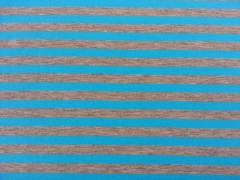 Jersey Neon-Streifen 1 cm  - t�rkis auf grau