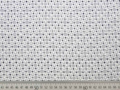 bestickter Bauwmollstoff Gittermuster Punkte, creme