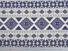 Jaquard Rauten Bord�ren, ecrue dunkelblau