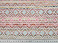 Jaquard Inka Muster, ecrue pink mint