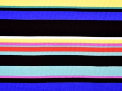 Viskosejersey Rippen bunte Streifen, schwarz