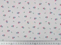 Baumwolle kleine rote Rosen, helltaupe