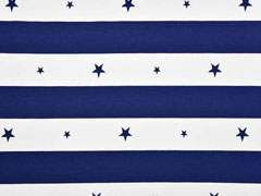 Jersey Blockstreifen 4,5 cm & Sterne, navy-wei�