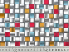 Baumwolle Quadrate, senfgelb grau