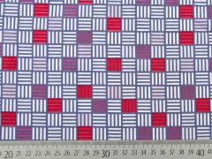 Baumwolle Quadrate, rot grau