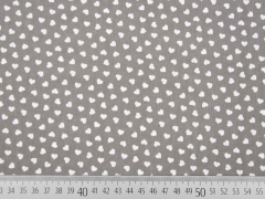 Baumwollstoff kleine wei�e Herzen, taupe