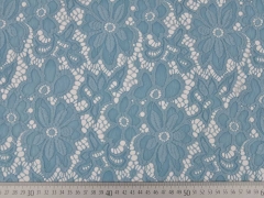 RESTST�CK 70 cm elastische Spitze Blumen Meterware- hellblau