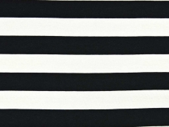 RESTST�CK 70 cm Viskosejersey Blockstreifen 2 cm, schwarz/weiss