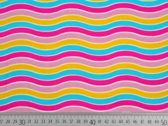 Jersey bunte Wellen, pink/gelb