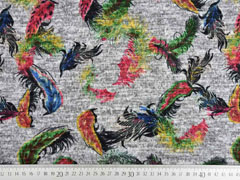 Strickstoff Federn, grau melange