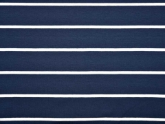 Viskosejersey Streifen, weiss dunkelblau