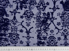 transparente Viskose Samtdruck Blumen, dunkelblau