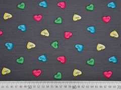 Jersey bunte Herzen, dunkelgrau