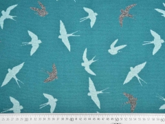 Jaquard Sweat Schwalben Glitzer, petrol