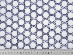 bestickter Baumwollstoff Kreise, dunkelblau wei�