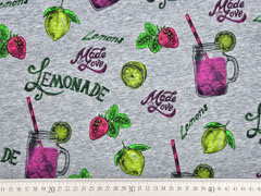 Jersey Digitaldruck Lemonade, grau meliert