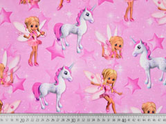 Jersey Einhorn Elfe Digitaldruck, rosa