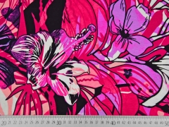 Viskosejersey Blumen, rosa rotpink