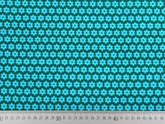 Feincord Bl�mchen, hellblau auf petrol