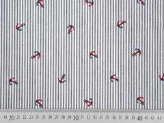 Seersucker Baumwollstoff Streifen Anker