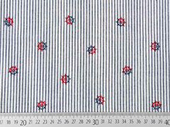 Seersucker Baumwollstoff Streifen Steuerrad, mittelblau