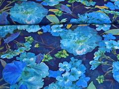Chiffon Blumen, dunkelblau mittelblau