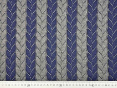 Jacquard Jersey Zopfmuster, dunkelblau grau melange