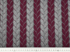 Jacquard Jersey Zopfmuster, bordeaux grau melange