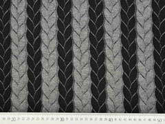 Jacquard Jersey Zopfmuster, schwarz grau melange
